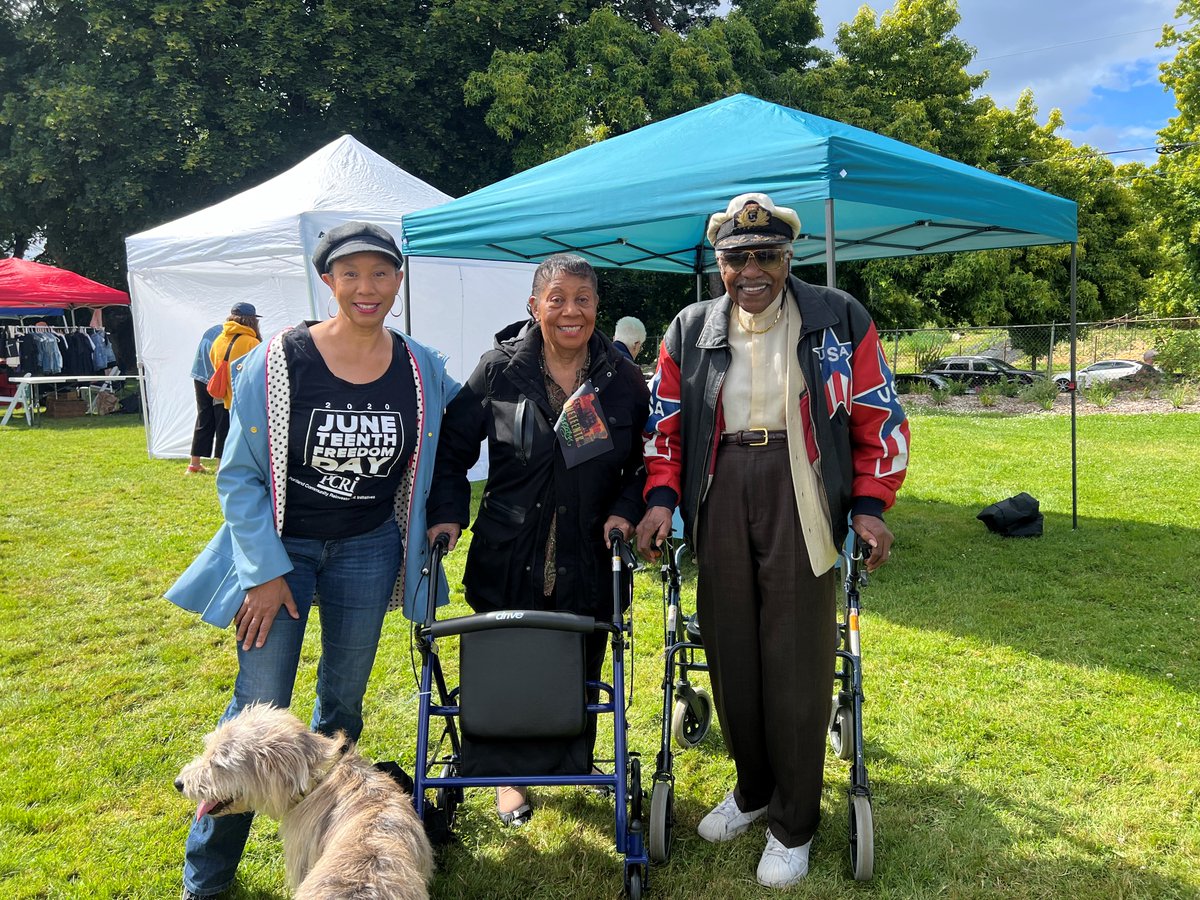 Kymberly Horner, PCRI Chief Executive Officer; Betty Horner; and Honorary Mayor of Northeast Portland Paul Knauls at Lillis-Albina Park Juneteenth Celebration.