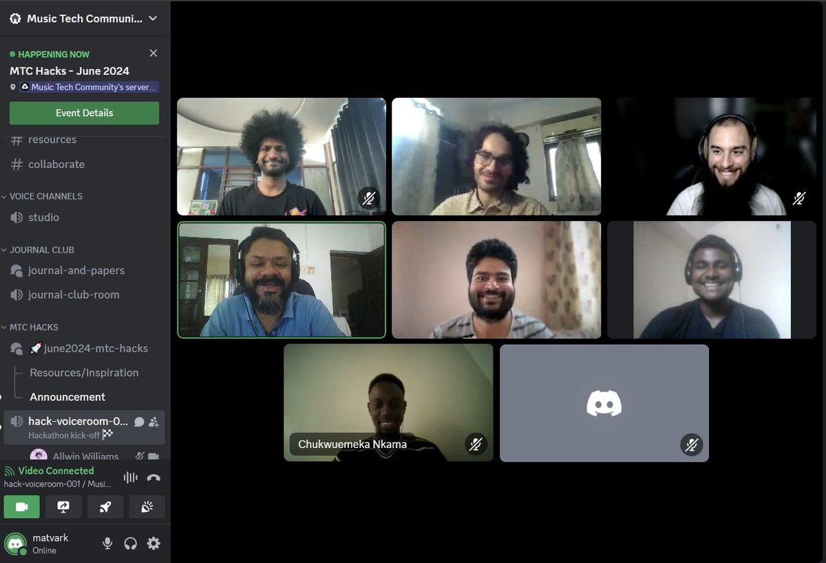 Snippet from MTC Hacks June 2024. Some interesting ideas are in development by participants. Presentations will be done today at 6PM IST. Feel free to hop on and be a part as an audience. discord.gg/pdJfQ43ttW

#hackathon #musictech #audiotech