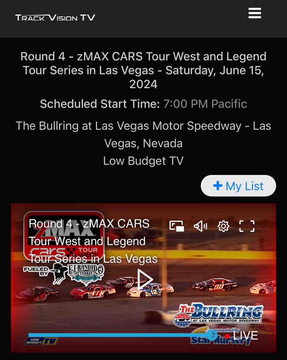 CARSTourWest's tweet photo. CARS TOUR WEST IS LIVE IN VEGAS! | Catch the race live now on TrackVision!

Visit https://t.co/ZHATL3Qpvw now

#CarsTourWest #TrackVision #LasVegasBullring https://t.co/YFBobsRvsf