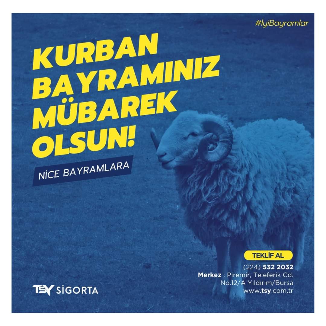 Sevdiklerinizle birlikte geçireceğiniz huzurlu, mutlu ve sevgi dolu bir bayram geçirmenizi diliyoruz.🍬

Kurban Bayramınız kutlu olsun!💛

#KurbanBayramı #TSYSigorta
#bayram #2024