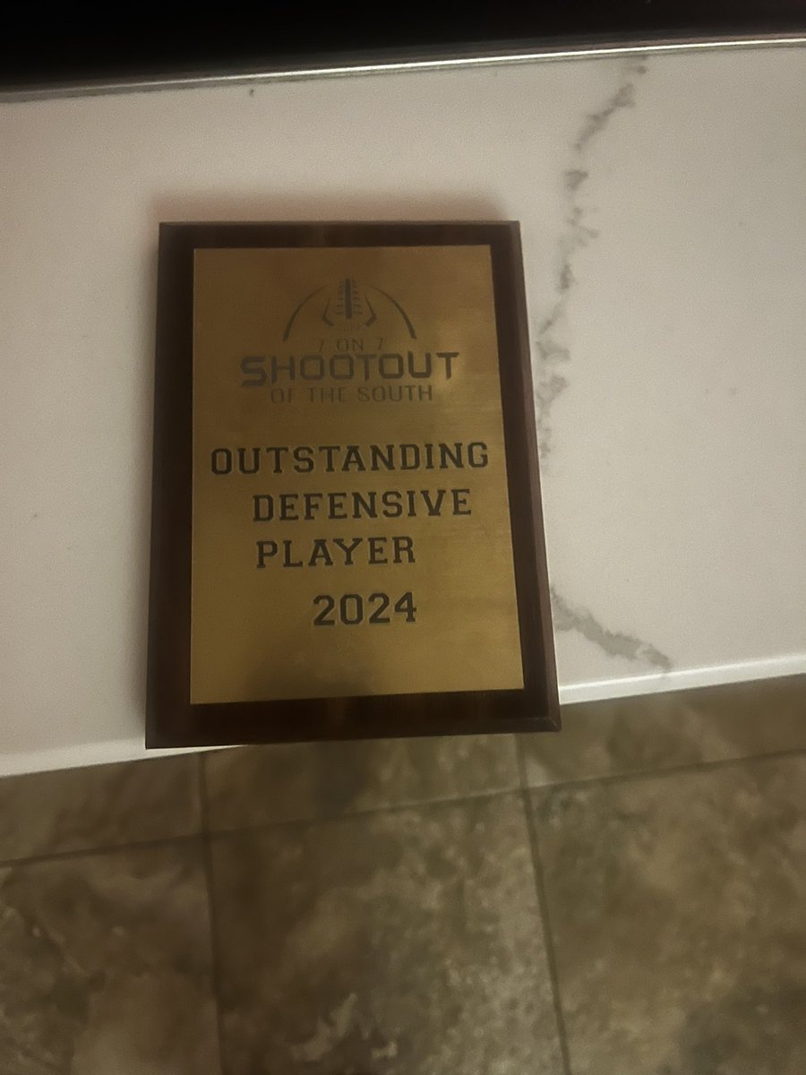 Honored to be named outstanding defensive player at the 2024 shoot out of the south 7on7