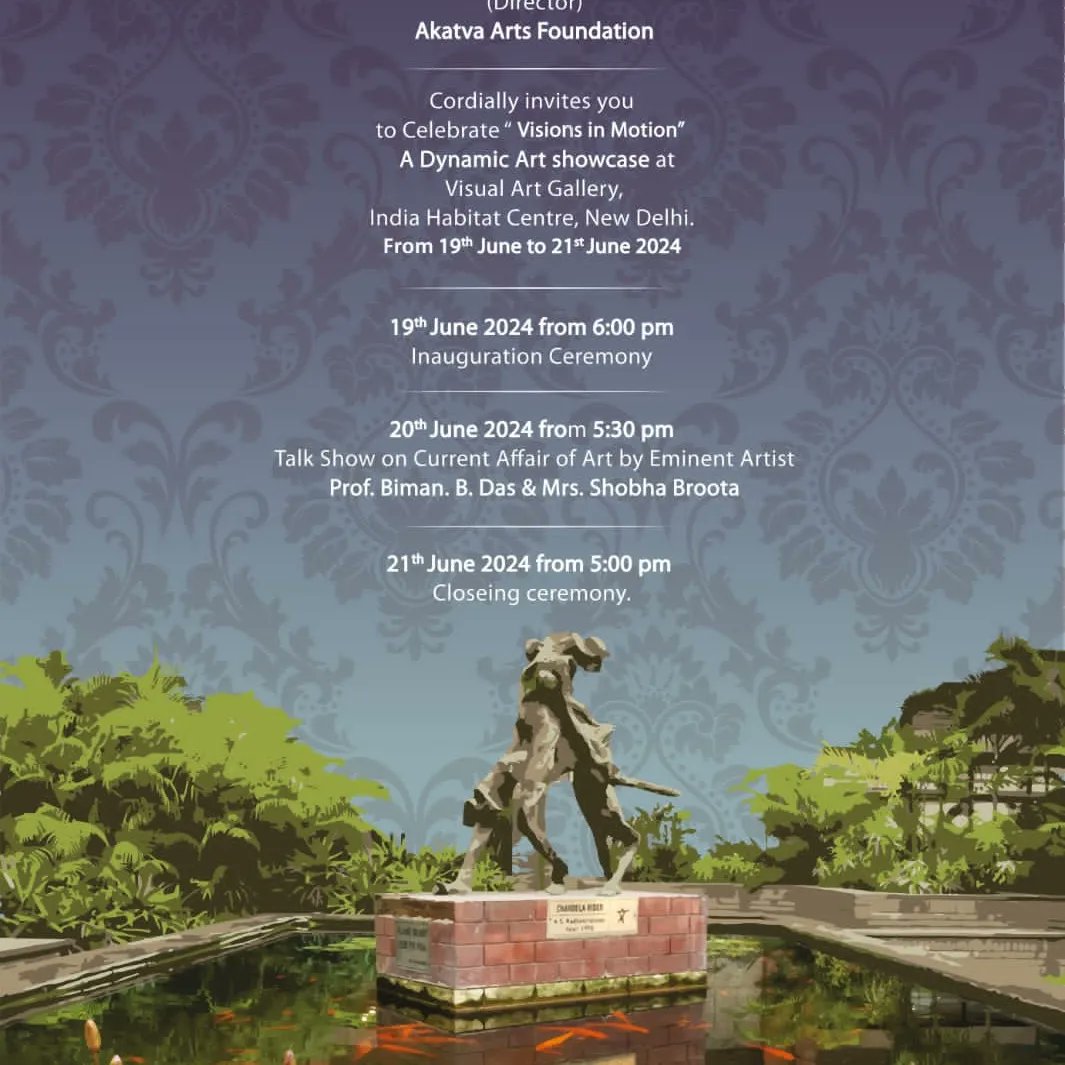 I am delighted to invite you for the inauguration of art exhibition "Visions in Motion"at Visual Art Gallery, #indianhabitat Centre, New Delhi,19th June ,6:00 PM.Looking forward to seeing you there. Exhibition open from 19th-21st june for visitors.<a href="/TOIIndiaNews/">TOI India</a>
<a href="/ShefVaidya/">Shefali Vaidya. 🇮🇳</a>