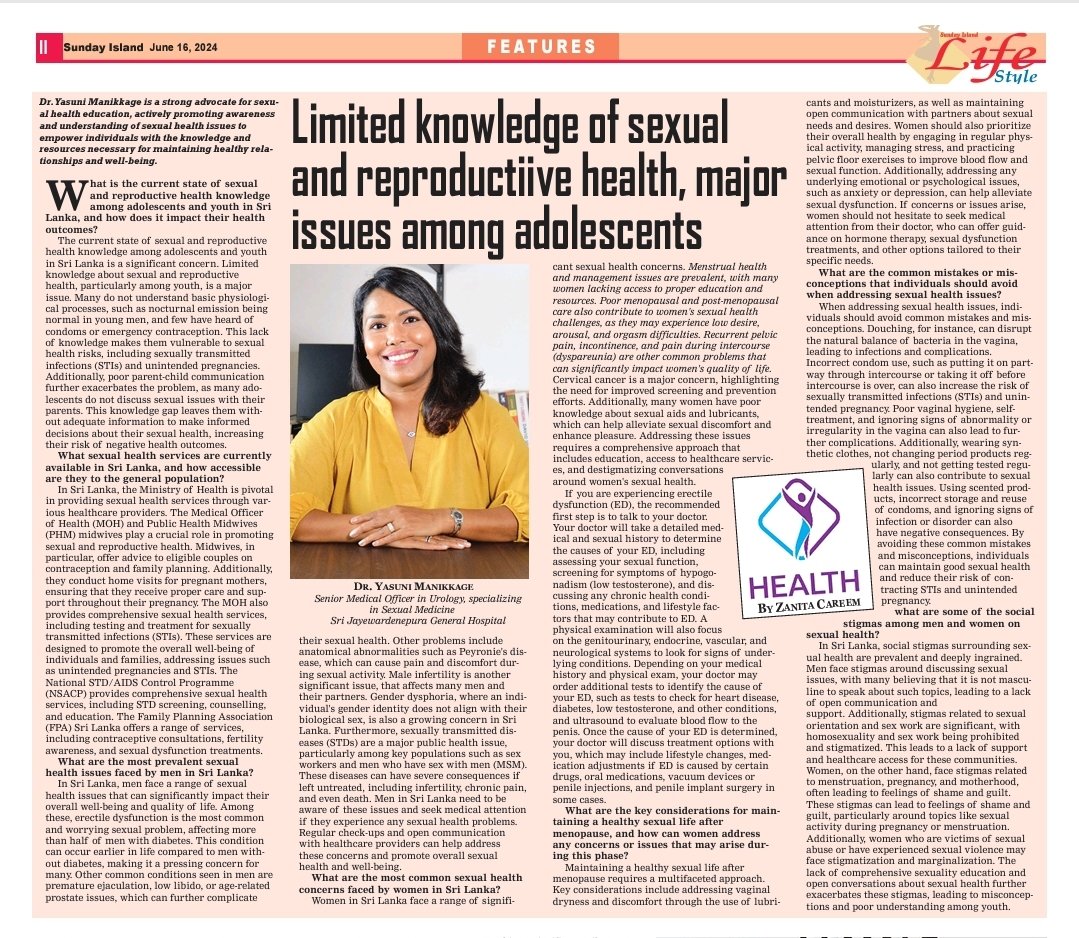 ManikkageYasuni's tweet image. In Sri lanka, social stigma around sexual health is deeply ingrained.
Open conversation & comprehensive sexual education are important.
island.lk/limited-knowle…