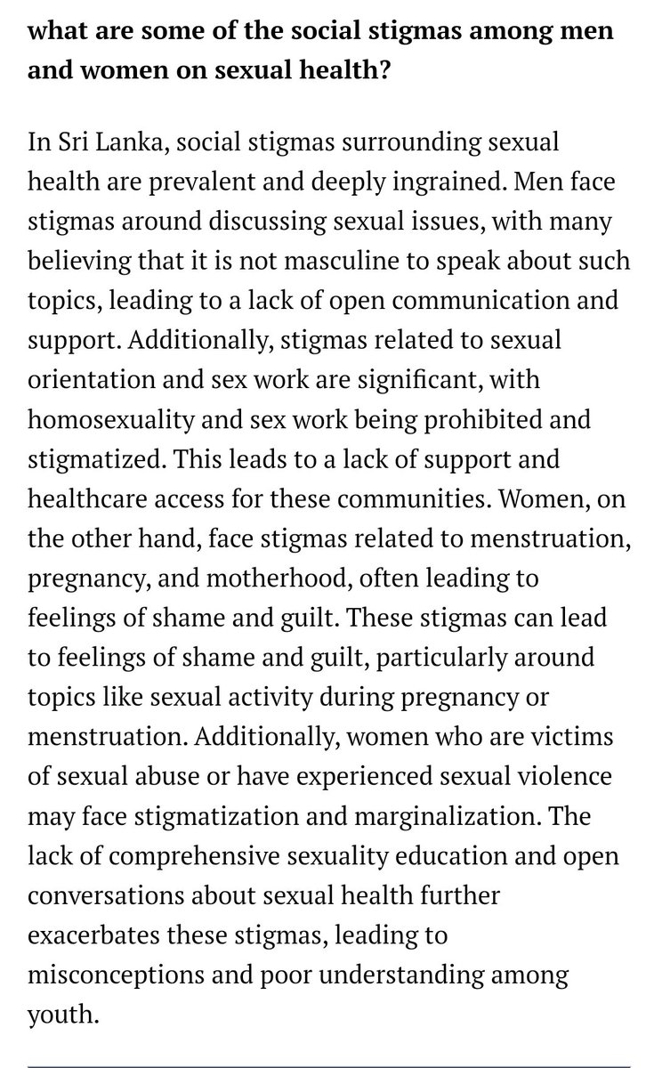 ManikkageYasuni's tweet image. In Sri lanka, social stigma around sexual health is deeply ingrained.
Open conversation & comprehensive sexual education are important.
island.lk/limited-knowle…