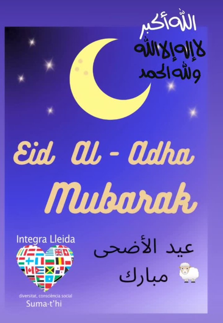 🫂Amb l'ocasió de la festa d'Aid Al Adha, desitgen a tots els musulmans del món i de Lleida Aid Mubarak.🌹🐑
#aidkebir 
#aidaladha