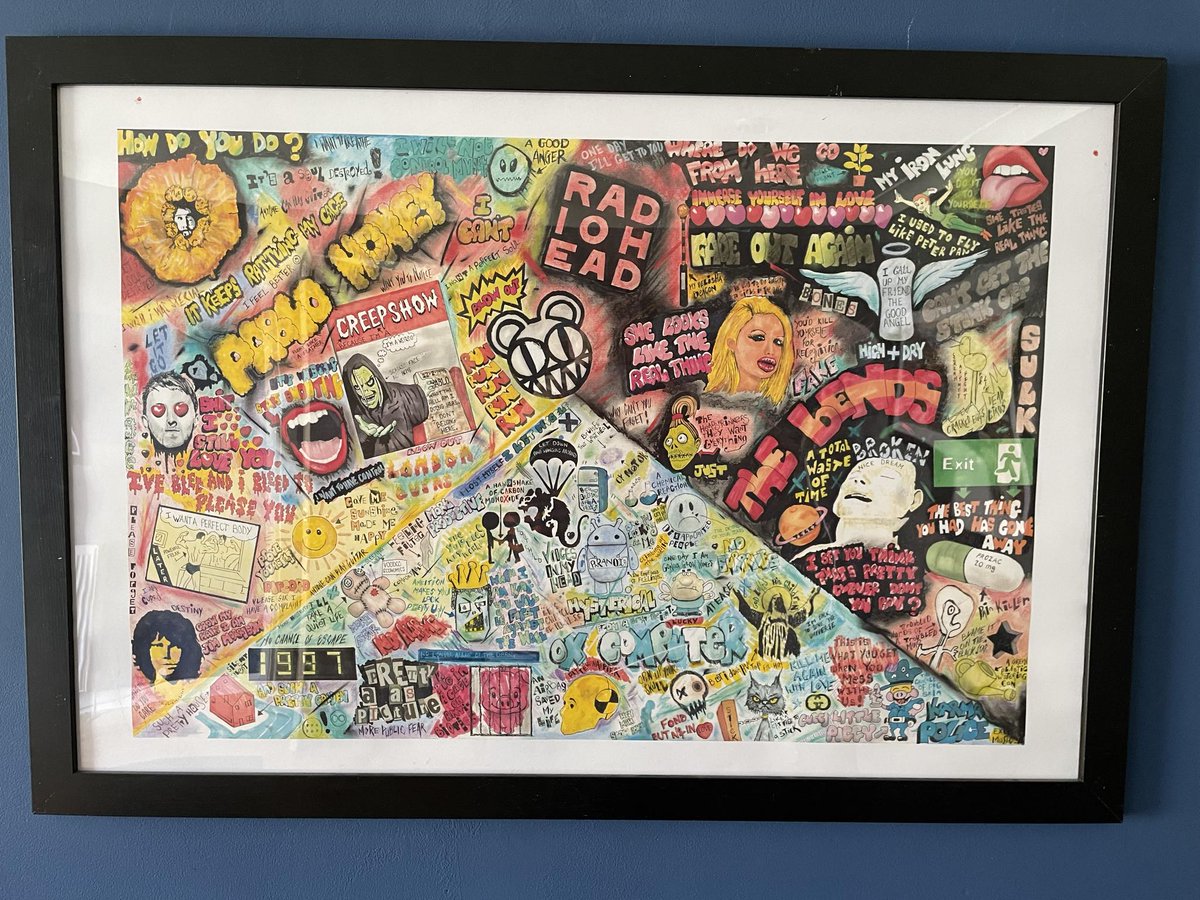 JanetHalmshaw's tweet photo. Masterpiece #Radiohead #okcomputer #art #popart #graffiitiart #90s #90smusic #music #tockmusic #nft #wallart #ThomYorke #grunge #goth #indie https://t.co/VlnMpPDbYp