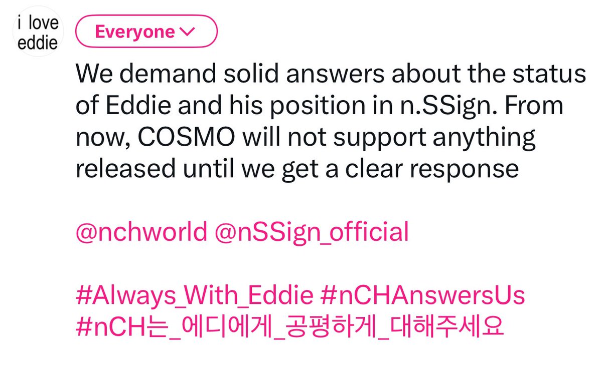 forevergtb's tweet photo. #Always_With_Eddie #AlwaysWithEddie 

Here's the template. We're going to start tweeting these, copy and pasting them under any further posts n.SSign or nCH make. 

Don't hesitate to translate it, add your own twist,or say something else. Our main focus is the tags &amp; boycotting. https://t.co/AF1lTXe5av