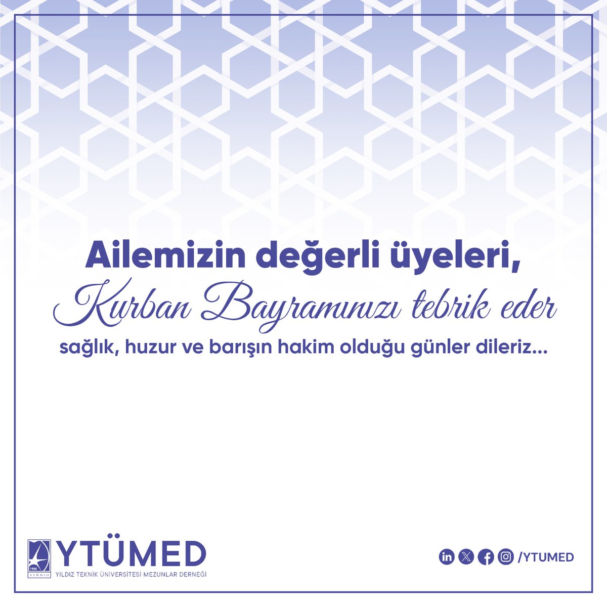 _ytumed's tweet photo. Ailemizin değerli üyeleri, #kurbanbayramınızı tebrik eder, sağlık, huzur ve barışın hakim olduğu günler dileriz...
#ytumed https://t.co/lu1vziNi1U