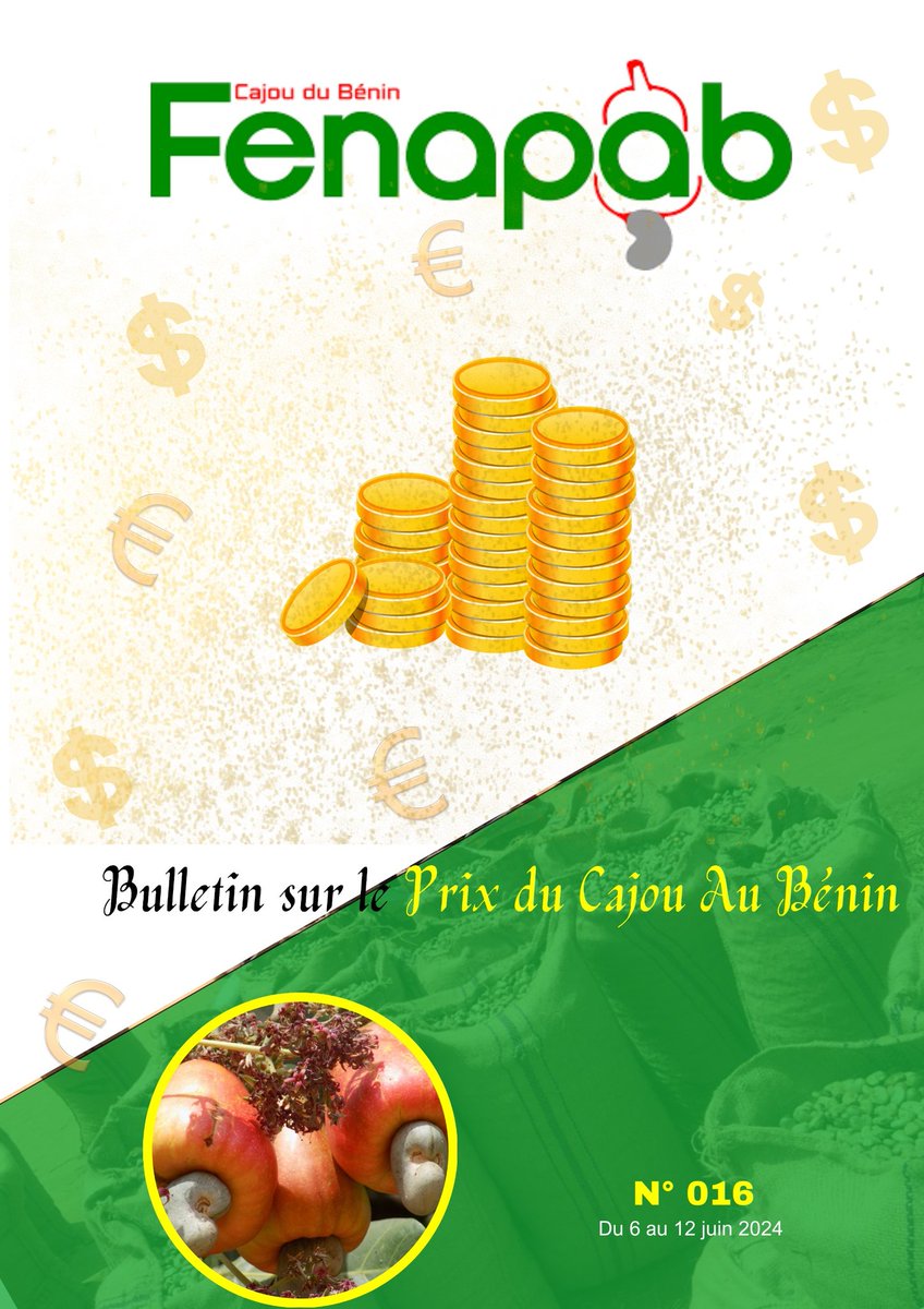 Fenapab2022's tweet image. 📊  Bonjour Chers fidèles lecteurs et lectrices. Merci de recevoir le seizième numéro de votre bulletin des prix de noix brutes de cajou au Bénin et dans la sous-région

#SIM16FENAPAB #FENAPAB #BULLETIN #SIM #NKALO #PRIX #ANACARDE #CAJOU #BENIN