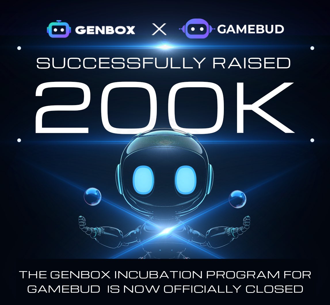 Genboxai's tweet photo. 🎉 The GenBox Incubation Program for GameBud is now officially over! 

We are thrilled to announce we've raised over $200K, setting a strong foundation for GameBud AI gaming companion's massive scale. 🚀 

Launch date will be revealed on Monday via our official channels. https://t.co/3RRJ9X6Fo5