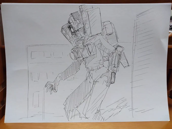 息子のリクエストで塗り絵として描いた。
寄生タイタンスピーカーマンとタイタンカメラマン。
細部わからないので適当。 