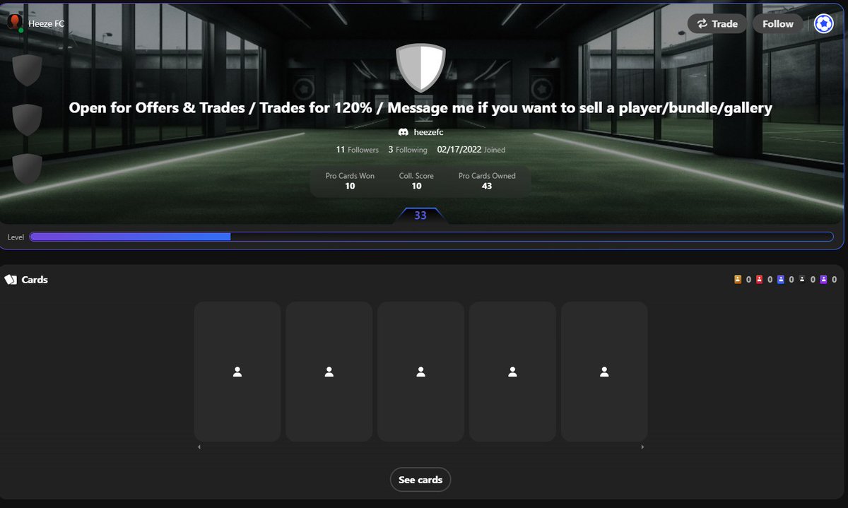 Just bought another gallery, this time from Heeze FC.🙌

I paid 80% (€225) for his gallery!🥰

If you want to sell a player/bundle/gallery feel free to send me or my friend <a href="/Moerie18/">Moerie - Sorare trader</a> a message.♥️

#soraretrading #sorare #gallery #bundle #trading