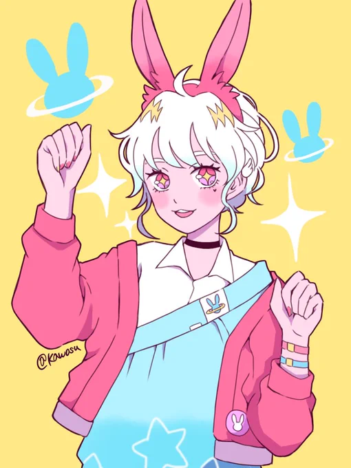 yassyさん ( )の八兎ももちゃんを描かせてもらいました!とっても可愛いキャラデザなのは勿論、元気のでるカラーが最高に好みです本家のももちゃんも可愛いので、気になる方はチェックして下さいね〜#illustration 