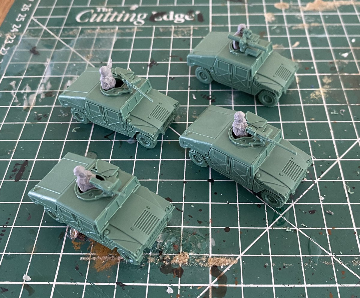 PaintsDb's tweet photo. HMMWV scout section done and ready to paint and the 6 UH-1’s also ready to paint. Busy week next week!
#teamyankee #battlefront #modernwargaming #coldwarwargaming https://t.co/HnB9ebtGFl
