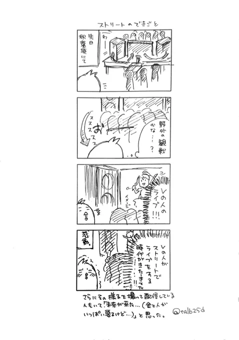 きょうの。

ストリートのできごとです。人と金の力で未来が来てた。 