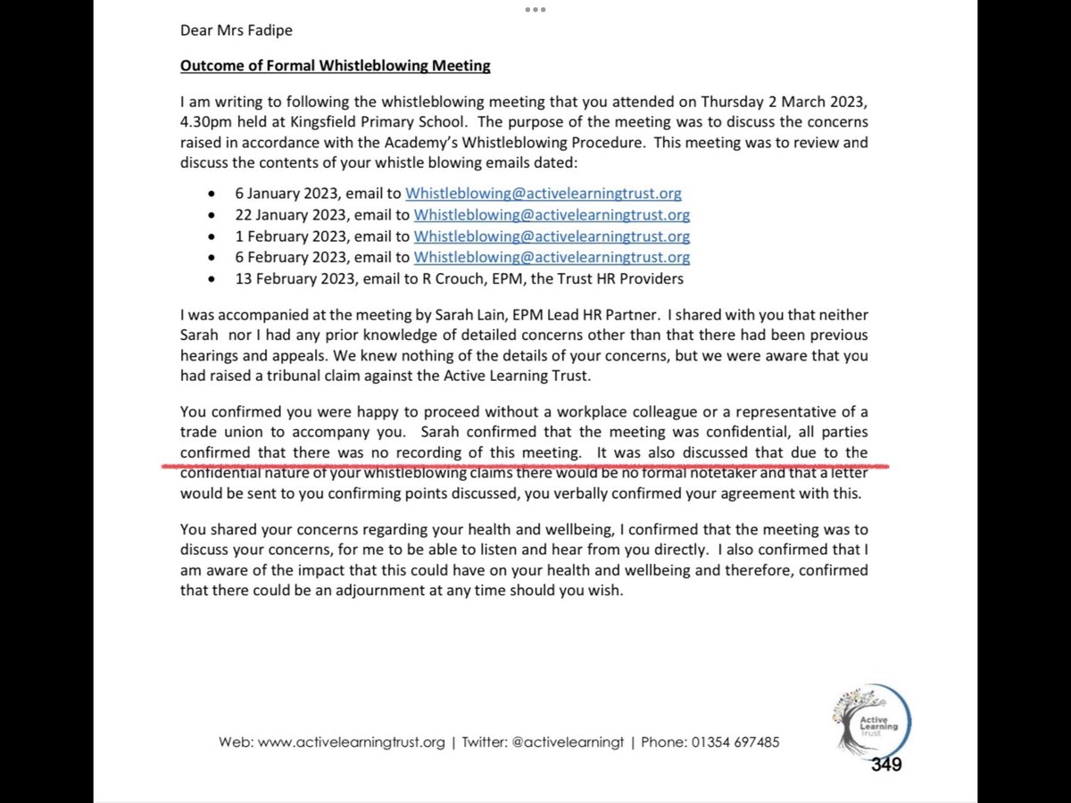 endeducbullying's tweet image. CEO Lynsey Holzer openly lying to @SteveBarclay She instructs EPM not to take minutes at my #Whistleblower meeting which is maladministration. Meanwhile, the images of vulnerable students are still on social media. She should be ashamed of her behaviour #activelearningtrust