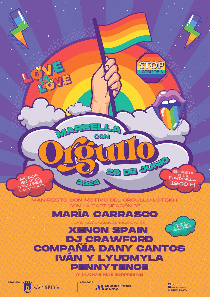 Ayto_Marbella's tweet photo. 🏳️‍🌈 #Recordamos que #Marbella celebrará el 28 de junio el día del Orgullo LGTBI con un evento en la glorieta de La Fontanilla que contará con talleres, actuaciones musicales y la lectura del manifiesto a cargo de María Carrasco

🔗 https://t.co/antF5U4SaC

#Marbella https://t.co/GHblRH5Rel
