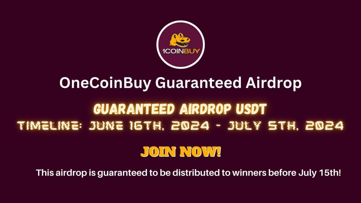 💵New Guaranteed USDT Airdrop Is Live!

Participate in our guaranteed airdrop to share 2000 USDT.

Airdrop:
t.me/OneCoinBuyGuar…

Airdrop rewards will be distributed to your wallet address Around July 25th and 700 lucky random participants (700 winners in total) will be