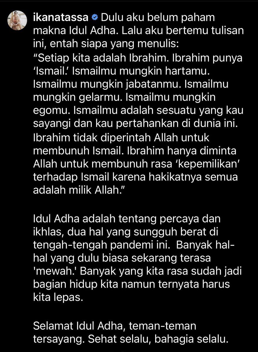 Makna sebenar Aidiladha 😌

"Setiap kita adalah Ibrahim. Ibrahim punya 'Ismail'."