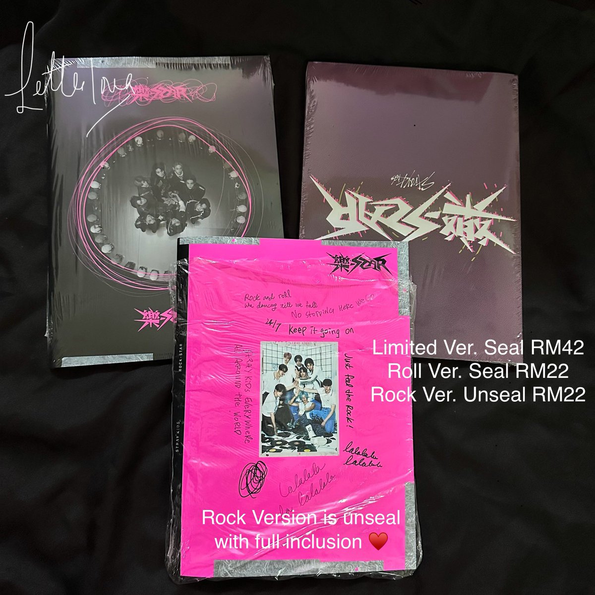 LettoLova's tweet photo. [CLEARANCE SALE] STRAY KIDS ALBUM ROCKSTAR

Limited Version - Sealed RM42
Roll Version - Sealed RM22
Rock Version - Unsealed but with full inclusions RM22

*Price exclude postage 
 #pasarstraykids #pasarskz #pasarkpop https://t.co/J5MbEDGjjm
