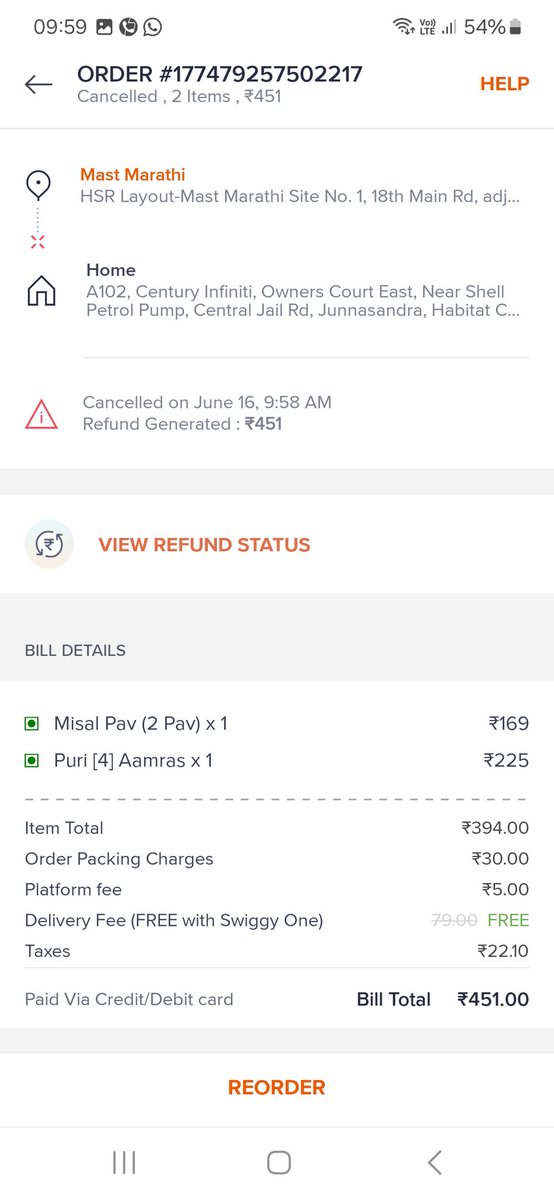anu_kn's tweet photo. @Swiggy @SwiggyCares He informed very casually like the Restaurant people that either replace or cancel.  What is the fate of s hungry customer. If this was communicated earlier would have helped. No part cancellation also. #patheticswiggyservice https://t.co/b9HeEflgVg