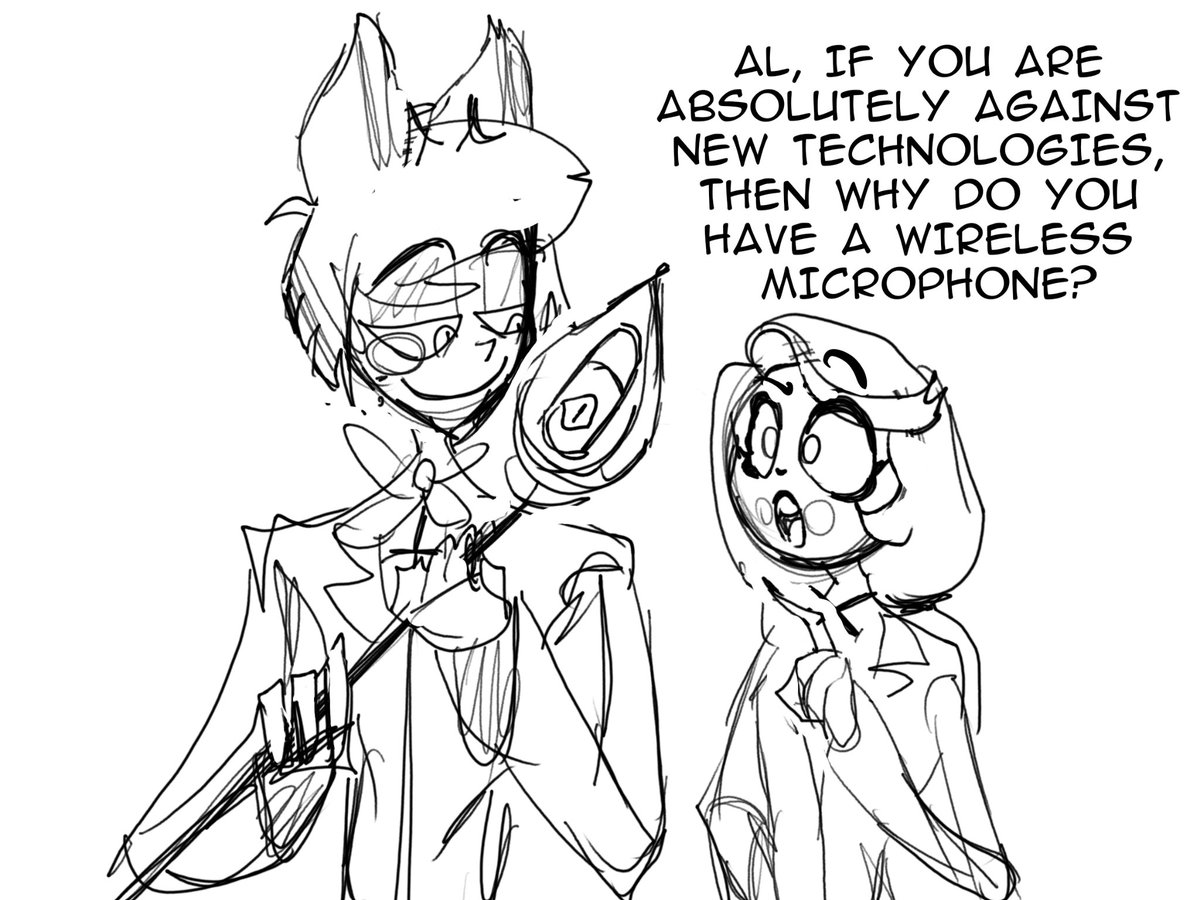 komoop7's tweet photo. Alastor is not against new technologies??
#hazbinhotel #alastor #charliemorningstar #charlie https://t.co/Wa3LfFoXLr