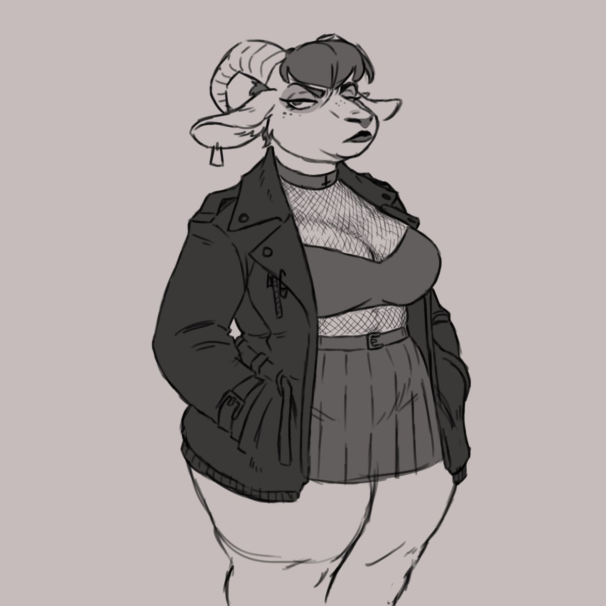 Imagine a thicc goat, but she's like... goth.