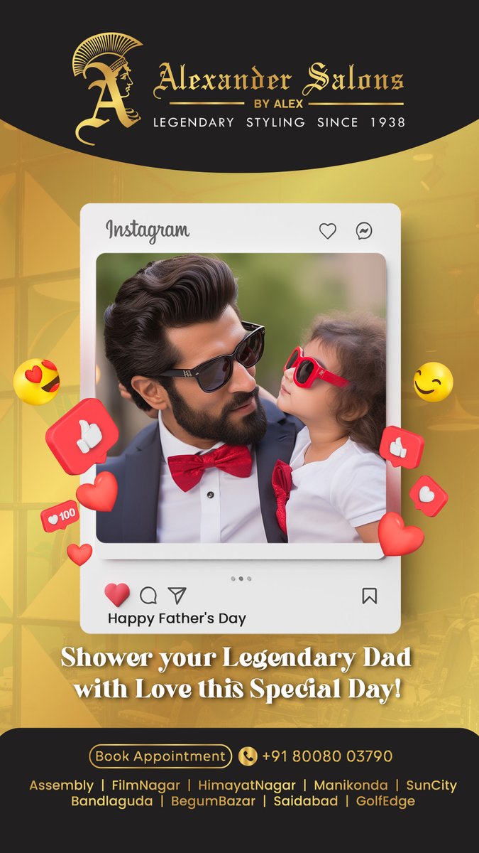 AlexSalons1938's tweet photo. For the man who’s always there, through thick and thin. Happy Father's Day!

Book Appointment Now at +91 8008003790

#AlexanderSalons #LegendaryStyling #salon #bestsalon #hyderabadbestsalon #premiumsalon #salonservices #FathersDay #FatherLove #HappyFathersDay @PixelarMedia https://t.co/FoMXZ7ALSC
