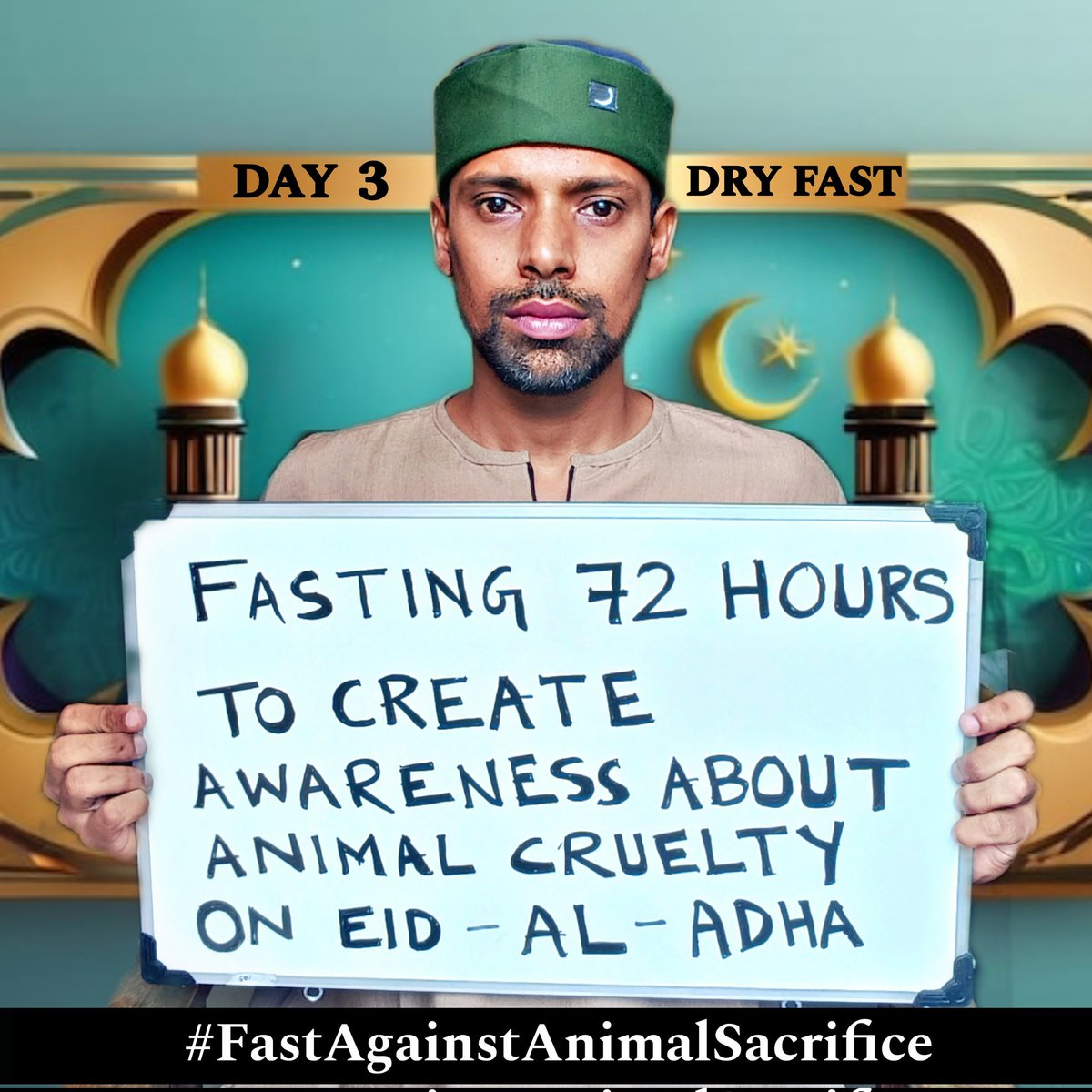 VeganProphet's tweet photo. I am fasting in solidarity with all the animals who are starved and transported in the most inhumane conditions for Eid. Animal Sacrifice is not mandatory. There are better ways to help the poor and needy.
#EidAlAdha #FastAgainstAnimalSacrifice #StopAnimalSacrifice https://t.co/ZbQp5ahUVk
