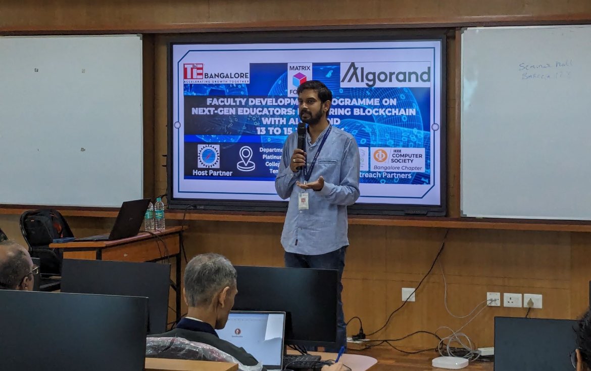 abhishekappaji's tweet image. It was great to host 3 days #Blockchain #FDP at B. M. S. College of Engineering. 
Such a impactful and outcome based programme with lot of learning and hands on.
@TiEBangalore MatrixForum 
@bms_of @ComputerSociety @ieeecsbs @IeeeSPSSBC @AlgoFoundation