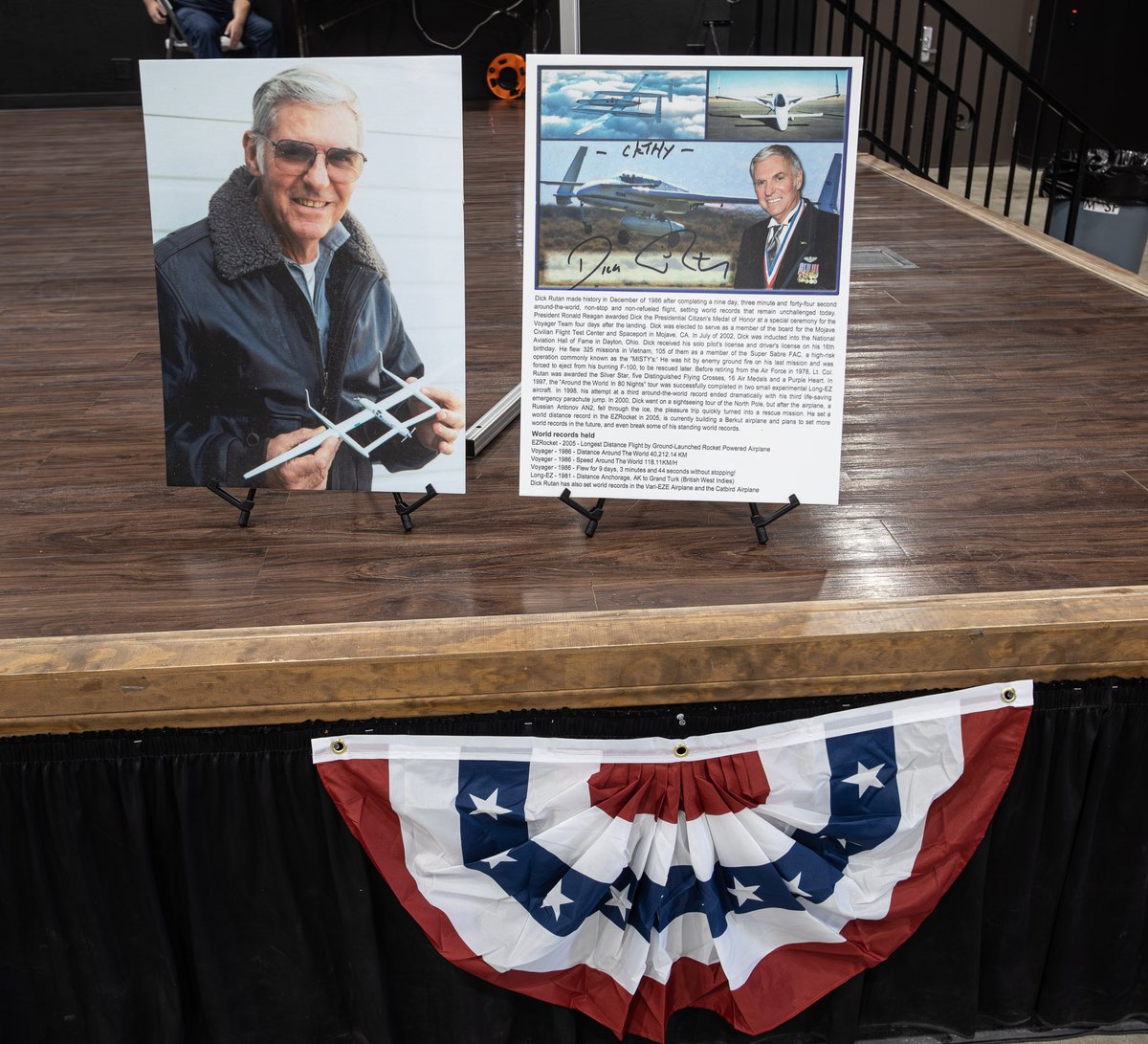 ShorealoneFilms's tweet photo. (1) Coverage from the Dick Rutan Memorial at @ MHV Celebrating an Extraordinary Life! Feat. A model of the historic, world record holding #Voyager aircraft. Not sure but this model looks like it flew at some point. ##DickRutan #Scaled #AvGeek 06-15-24 https://t.co/IfUNt4Kyca