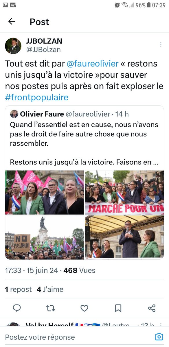 RegisGodec's tweet photo. Pour @Aimer_Toulouse le #nouveaufrontpopulaire est un rassemblement d'extrême-gauche.  Le sketch est ridicule quand le mvt en question réunit plus de 50 % des voix à Toulouse. La diabolisation systématique démontre la faiblesse de @jlmoudenc https://t.co/grWsUqMF1n