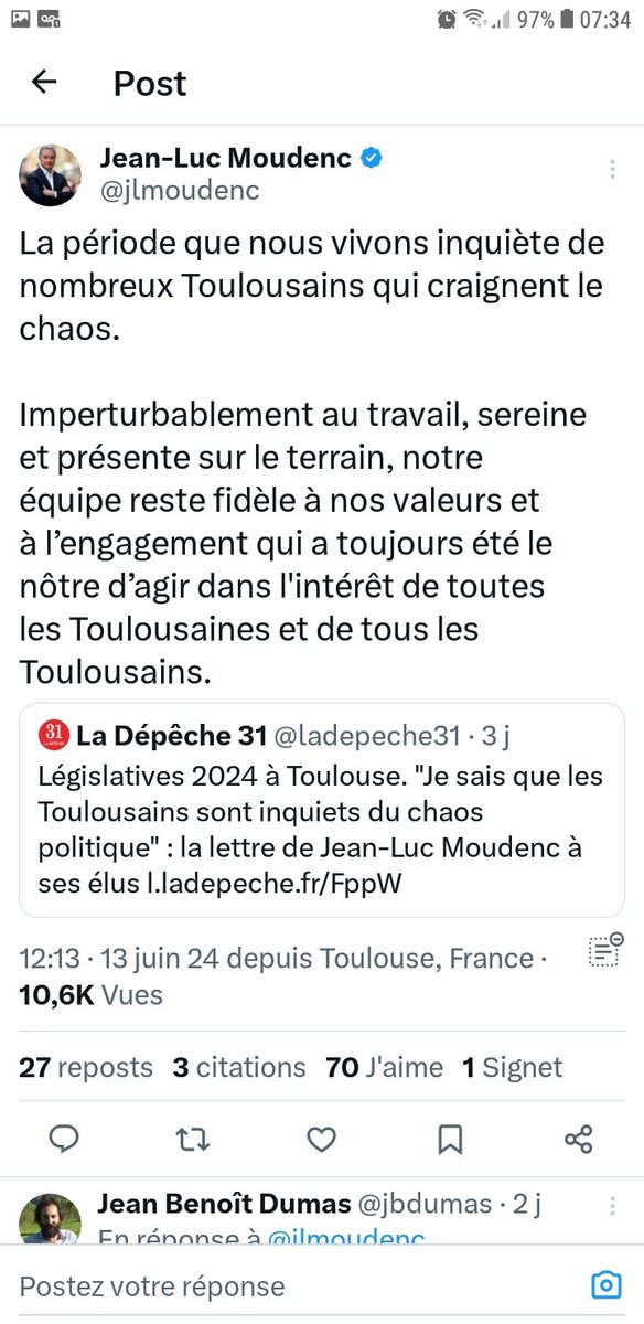RegisGodec's tweet photo. Pour @Aimer_Toulouse le #nouveaufrontpopulaire est un rassemblement d'extrême-gauche.  Le sketch est ridicule quand le mvt en question réunit plus de 50 % des voix à Toulouse. La diabolisation systématique démontre la faiblesse de @jlmoudenc https://t.co/grWsUqMF1n