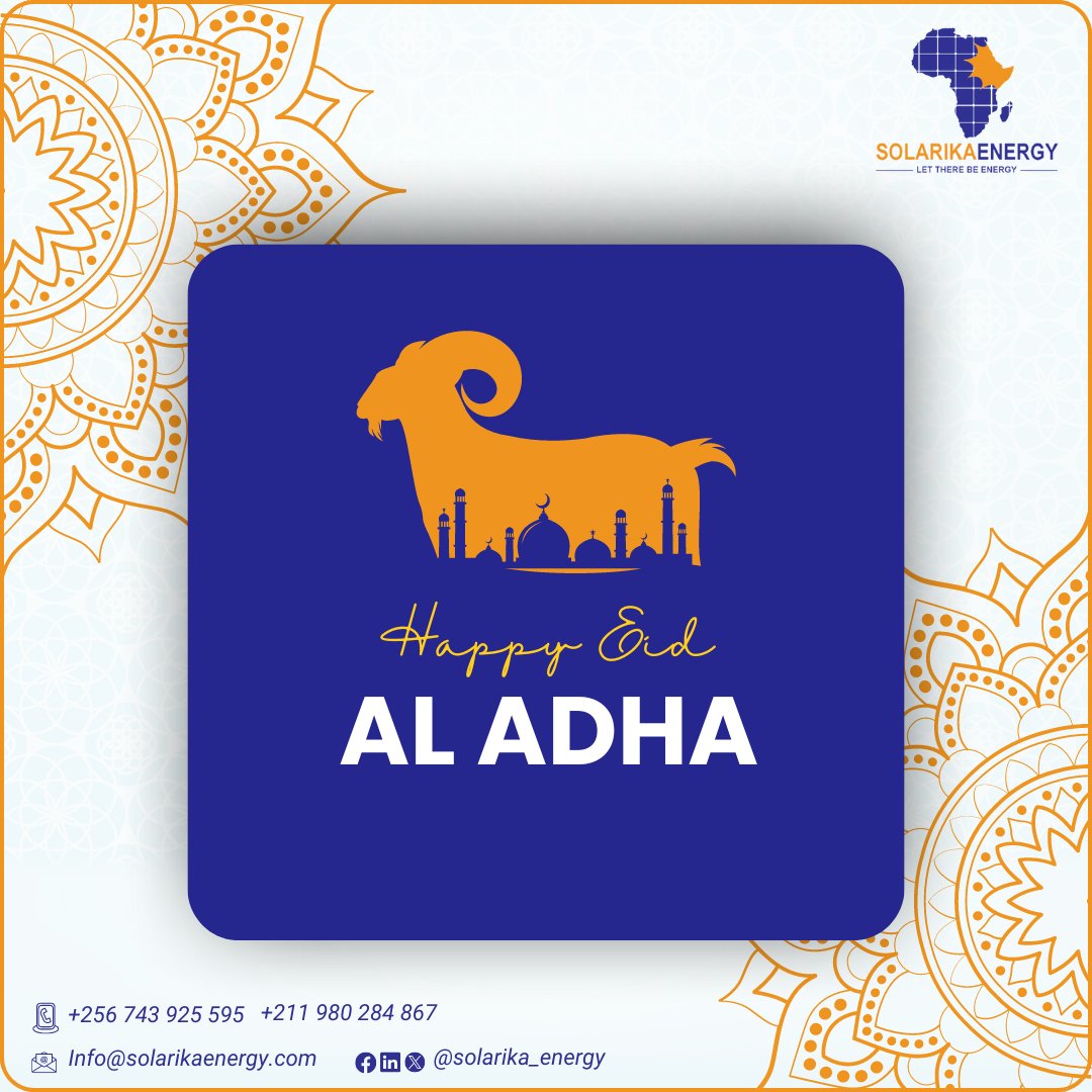 Solarika_Energy's tweet photo. Wishing you a blessed and joyous Eid al Adha! May Allah accept your sacrifices and grant you happiness. #Eid_Mubarak https://t.co/XolsrdMsKg