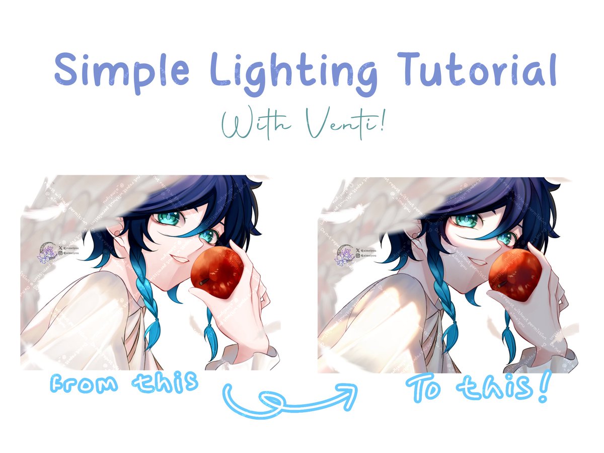 aimeiyou00's tweet image. Karena banyak yang mau, jadi inilah:
✨HOW TO LIGHTING IN MY STYLE ✨
With Venti~
Hope it helps!
#arttutorial #artidn #ArtistOnTwitter #Venti #GenshinImpact