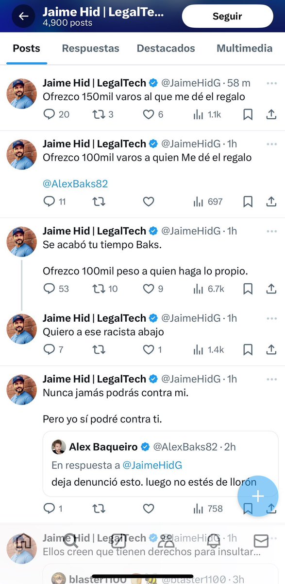 🚨URGENTE COMPARTIR🚨

La cuenta de la cual se deja evidencia aquí abajo está amenazando contra la vida e integridad de <a href="/AlexBaks82/">Alex Baqueiro</a>, está ofreciendo dinero para atentar contra él

<a href="/FGRMexico/">FGR México</a> <a href="/Mecanismo_MX/">Mecanismo de Protección Federal</a>