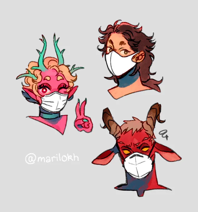 my ocs in masks.. just to remind u that i have them.... Wink (team seafoam!!!!!!) 