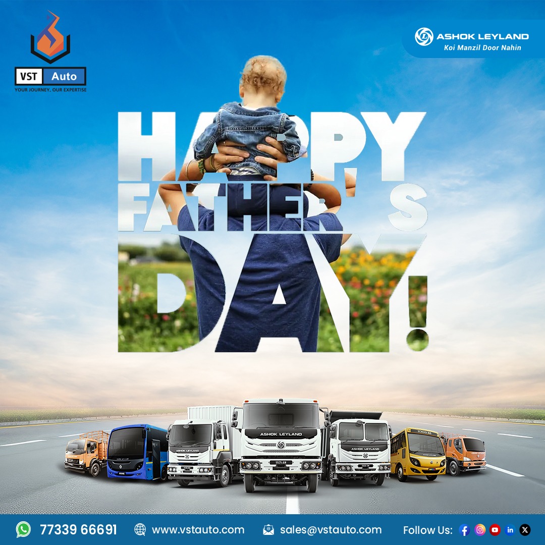 Dads are our true foundations. Cheers to their strength, resilience, and unwavering support. #HappyFathersDay
.
#AshokLeyland #KoiManzilDoorNahin #AshokLeylandlndia #AshokLeylandOfficial #vstauto #vstautoindia #AshokLeylandVSTAuto #BestDad #Fathersday