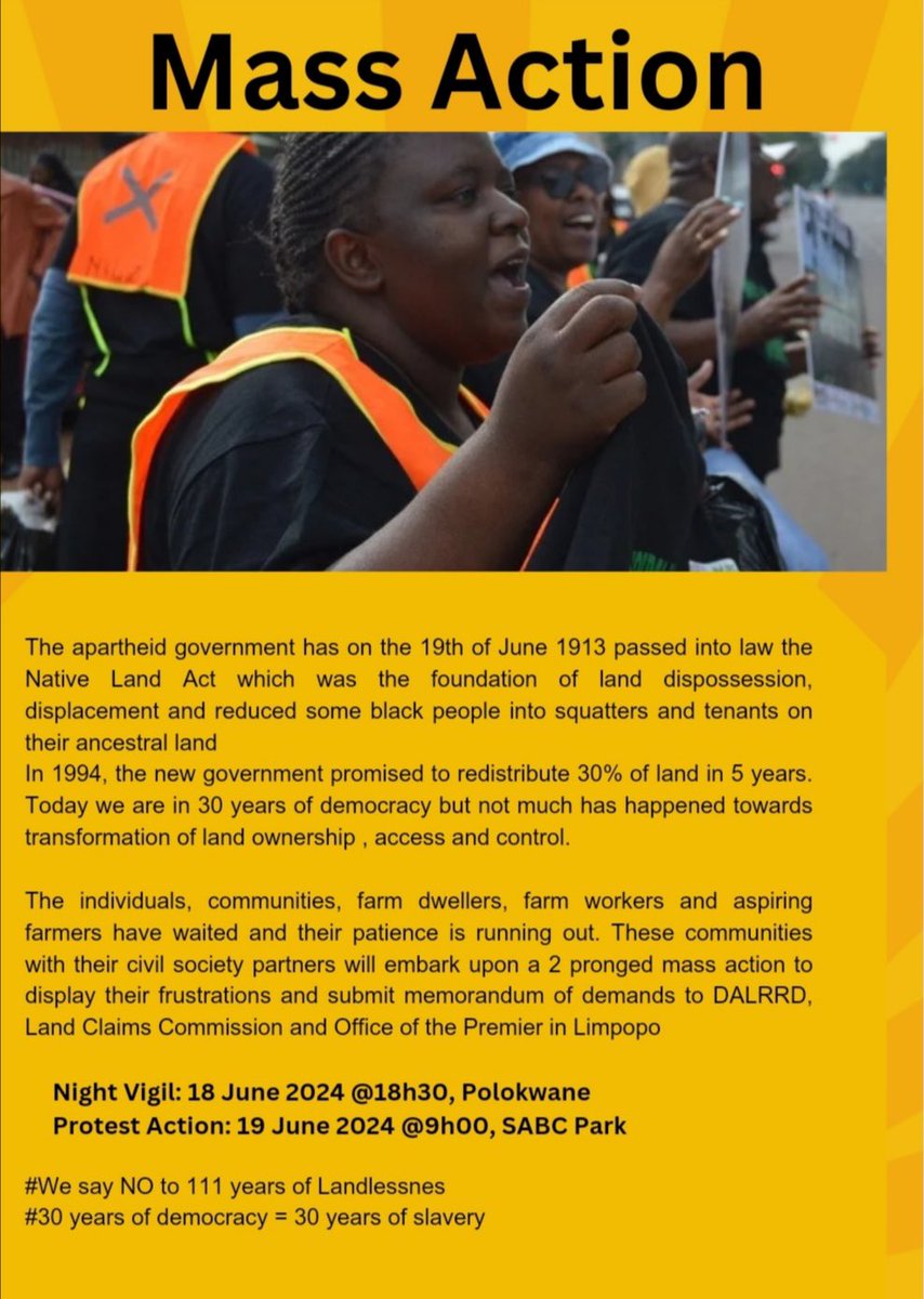 Siyalwa from the 18th - 20th! We want our Land back! ✊🏿

See you there!