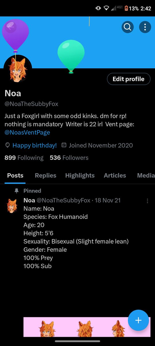 Noa (@NoaTheSubbyFox) / Posts / X