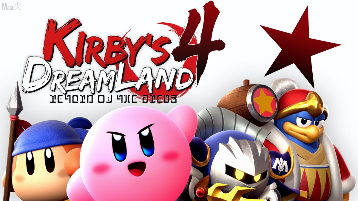 MagoX96's tweet photo. "We are the Dreamland 4" or something 
#Kirby #Yakuza https://t.co/oRwqmfplFj