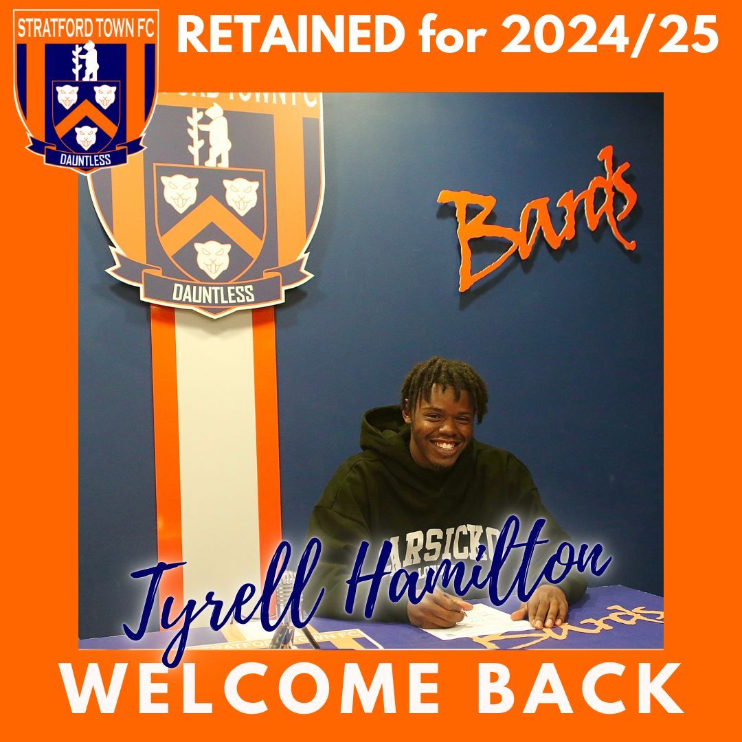 StratfordTownFC's tweet photo. Stratford Town are delighted that Tyrell Hamilton has committed to The Bards for the new season.  Listen to Tyrell as he chats to to Stuart Morse. Welcome back Ty. #ComeOnYouBards
https://t.co/LKxakMfCNc https://t.co/0O5orhPfQ9
