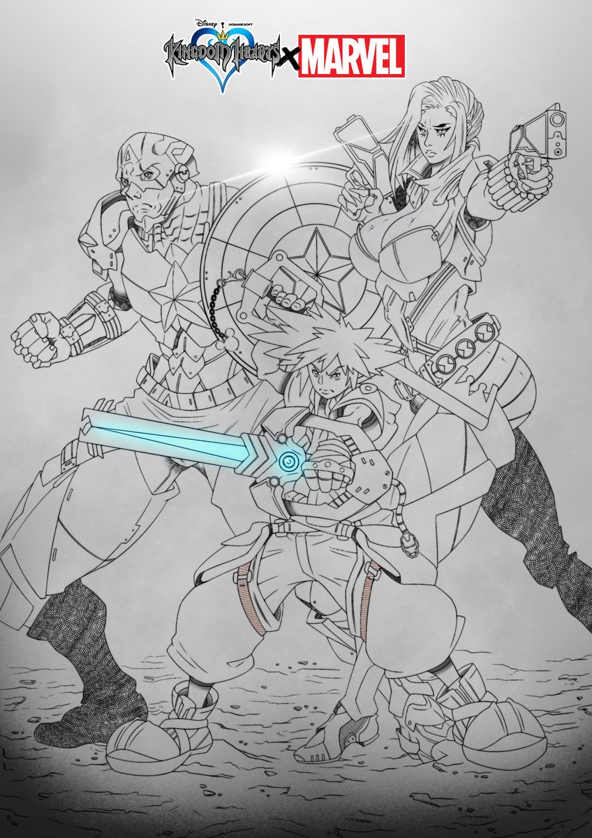 elchingue_'s tweet photo. Commission requested using Sora from KH and taking as reference 2 Avengers from the Play Arts Kai collection #kingdomhearts #fanartist #sora #avenges #captainamerica #blackwidow #elchingue https://t.co/REr5TF3nHo