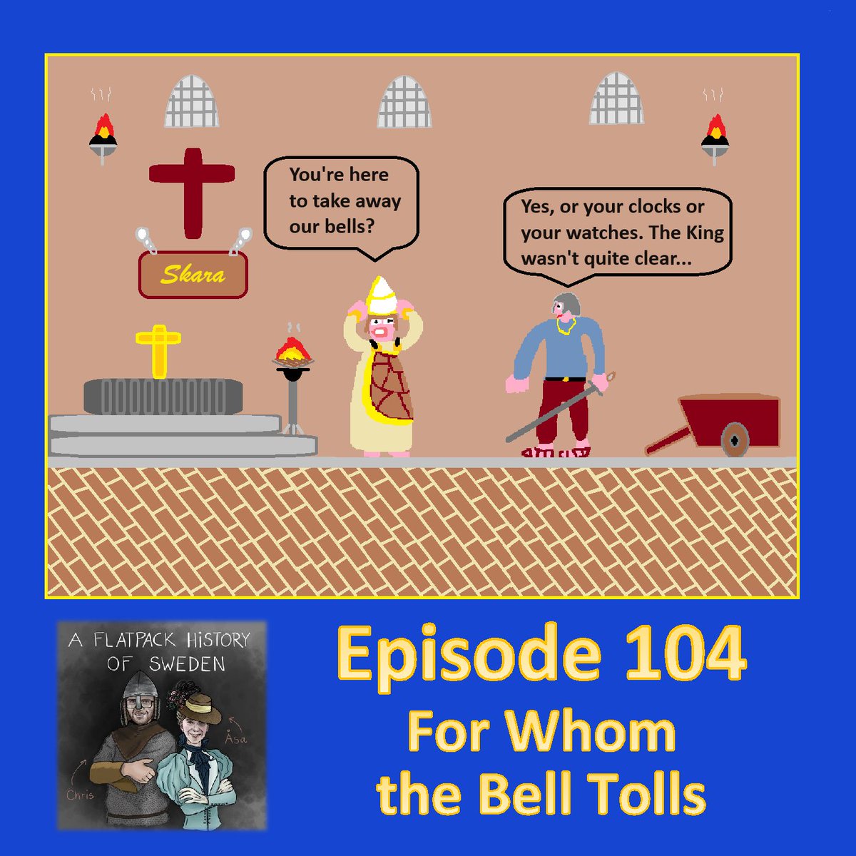 Time for a new episode of A Flatpack History of Sweden! 

Last time we covered how the Protestant Reformation reached Sweden. This time we'll look at the backlash to the Reformation, including a group of peasants who are not happy about having their church bells taken away 🔔😡
