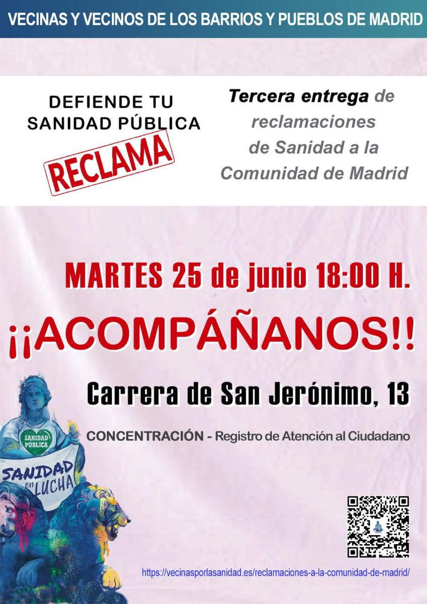 matsmadrid's tweet photo. !!!RECLAMA!!!
Si necesitas un médico porque tienes fiebre y malestar general, no admitas como normal que te den cita para más de tres días. Si te dan meses de espera para una prueba diagnóstica o cita con el especialista, Reclama. https://t.co/T9Un3nUBbM
