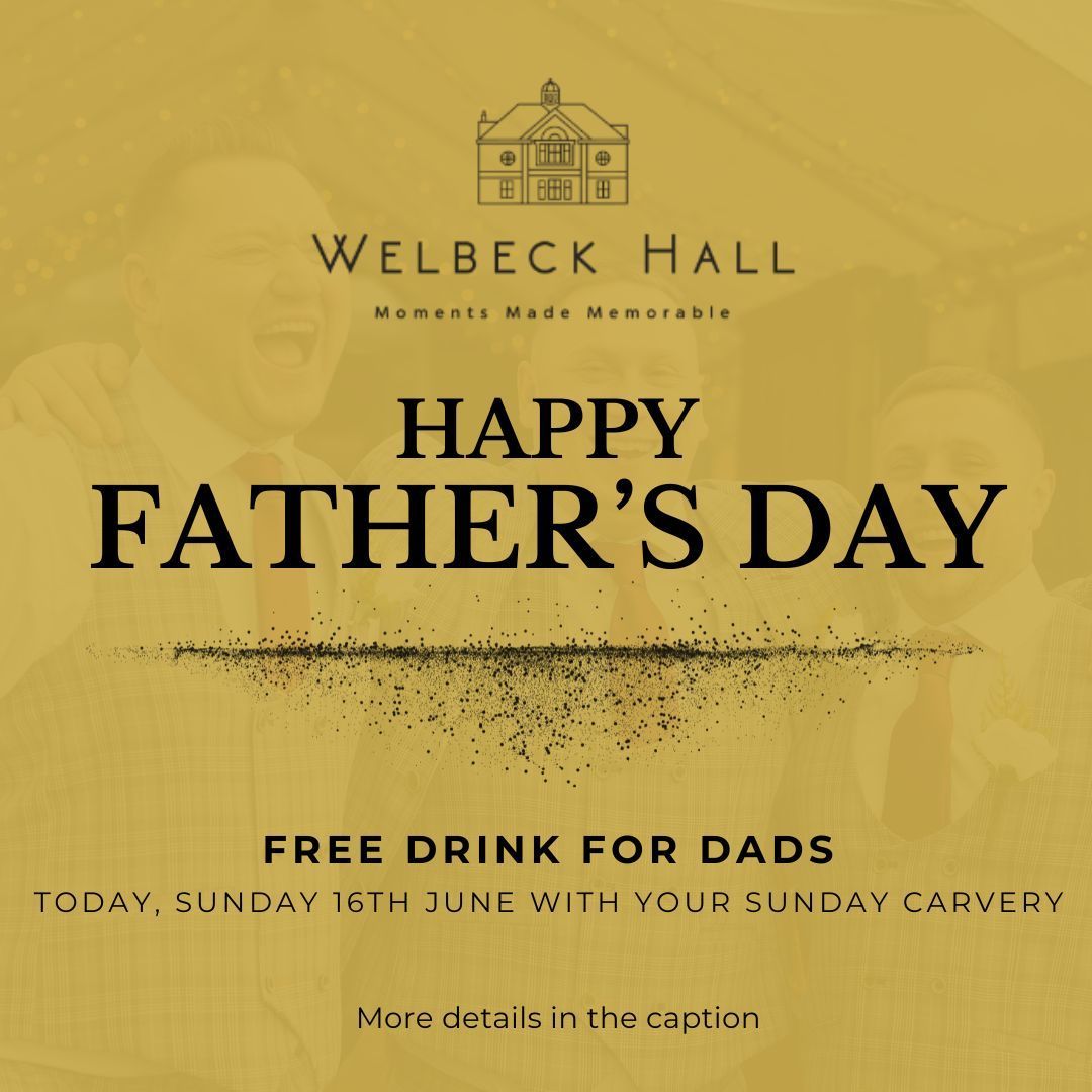 Happy Father's Day from the Welbeck Hall team 💙

It's always so nice to see the Dads come and go here at Welbeck. Whether that's the Father of the bride, the Dads that come to visit for a delicious Sunday Carvery or those that are celebrating their birthday with us.
