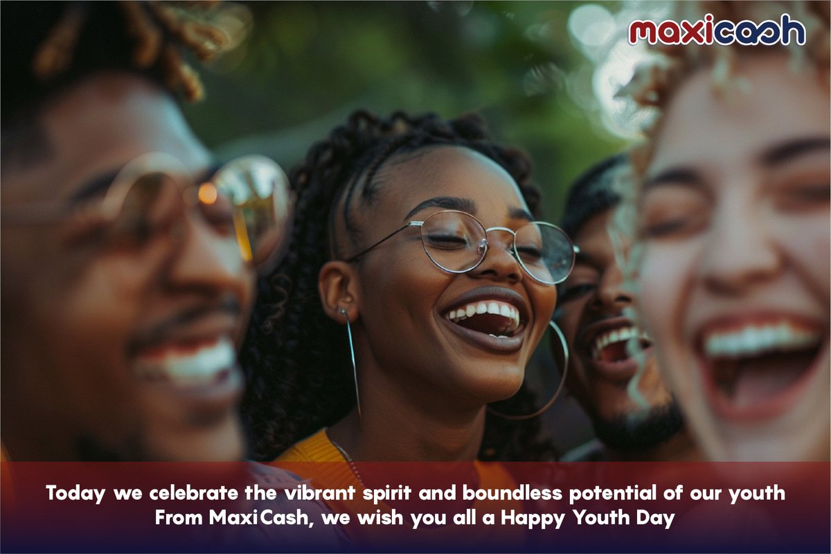 MaxiCashWorld's tweet photo. Happy Youth Day to all the vibrant and inspiring young people! Your energy, creativity, and passion are the driving forces of our future. Keep shining! 🌟 #YouthDay #CelebrateYouth #MaxiCash https://t.co/8WkRx2NW3E