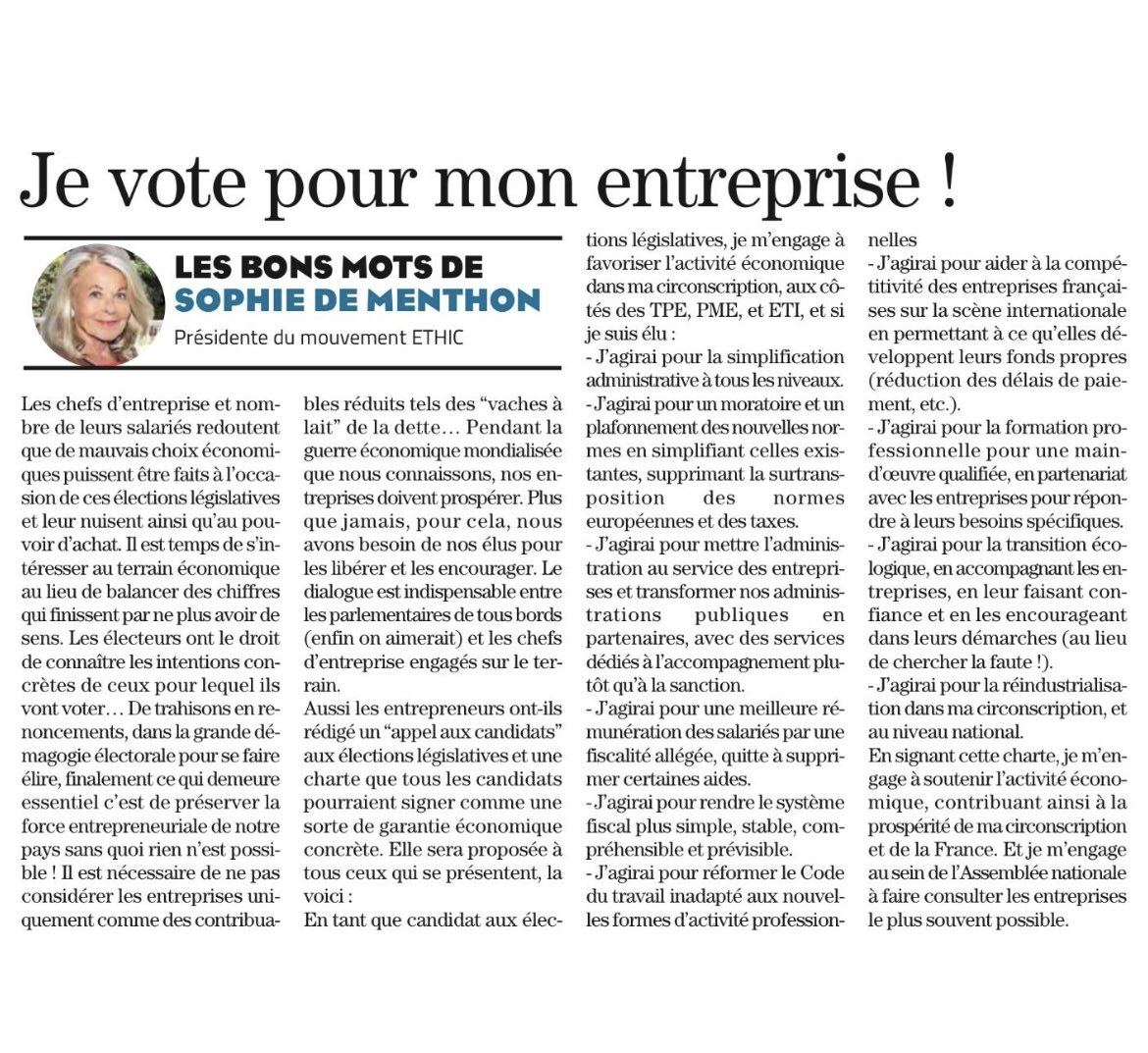 SdeMenthon's tweet photo. Sauvons les entreprises et leurs salariés des programmes politiques économiques mortifères! ⁦⁦@JMmaboite⁩ @MouvETHIC⁩ ⁦@davidlisnard⁩ ⁦@CroissancePlus⁩ https://t.co/2vnt1qXhi9