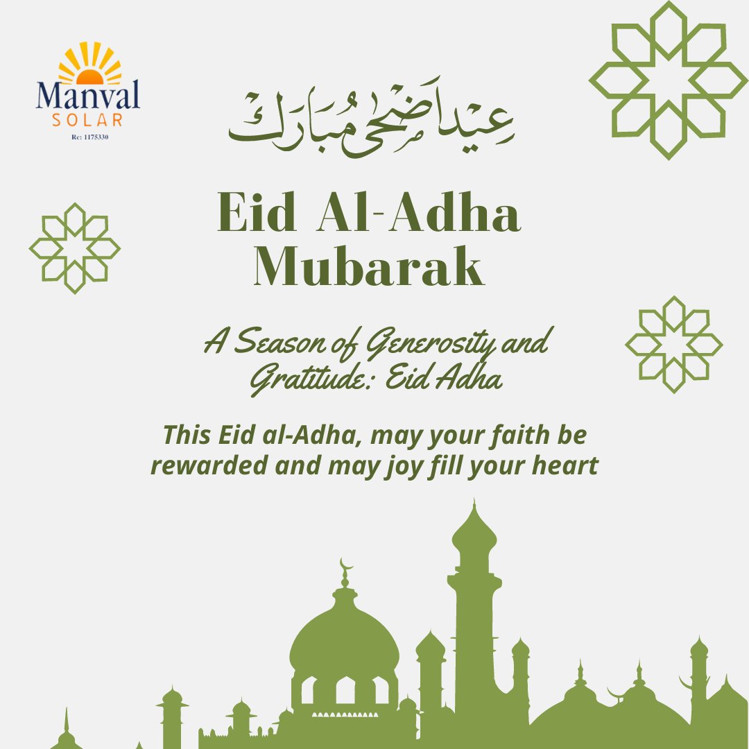SolarManval's tweet photo. Eid Mubarak! ☪  May this Eid al-Adha bring you blessings, joy, and a chance to reflect on a sustainable future.  Choose solar power and celebrate a brighter tomorrow for generations to come. Don't forget to contact us for your Solar Energy Solutions!!! https://t.co/paR4s0LgWv
