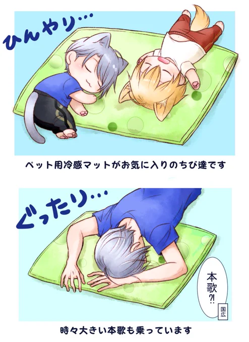 もう夏並みに暑いので冷却マットが活躍中(再掲) 